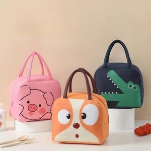 Portable Lunch Bag Cartoon Animal Print Thermal Insulation Bags Student Kantoor Werknemers Cute Box Picnic Bento Pouch 240517