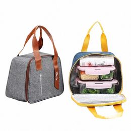 Sac à lunch portable Boîte à lunch Toile isolée Pochette fourre-tout École Bento Dîner portable Ctainer Pique-nique Stockage des aliments h5U9 #