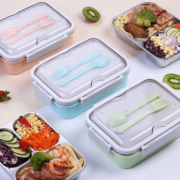 Boîte à lunch portable Picnic Bento 2/3 Boîtes de repas de composition avec couverts pour enfants Conteneur de stockage d'aliments pour adultes