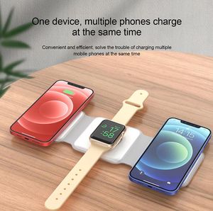 Cargador inalámbrico rápido plegable 3 en 1 magnético portátil de 15W para iPhone Samsung para reloj inteligente magnético multifunción