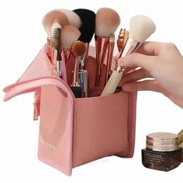 Maquillaje portátil y bolsa W, cepillo cosmético de viaje, herramienta para el cuidado de la piel, organizador de almacenamiento, ahorro de espacio, conveniente para llevar P8S6 #
