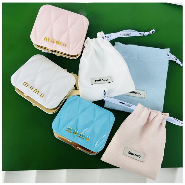 Bolsa de diseñador de maquillaje portátil Bolsa para mujer bolsas de maquillaje Espejo Herramienta de maquillaje de viaje Monederos de embrague para mujer Viajes de maquillaje Logotipo clásico Espejo plegable