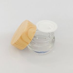 Draagbare make-up verpakking fles houtnerf deksel monstertank glazen containers voor dikke wasolie doos 5 ml cosmetische potten opslag kruidencrème