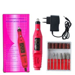 Draagbare Manicure Pedicure Set Pen Vorm Elektrische Nail Boor Machine Art Salon Manicure File Polish Tool Manicure Kits + 6 Bits JJD1925