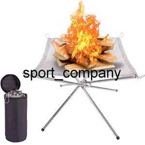 Support de feu portatif en maille, foyer d'extérieur en acier pliable, parfait pour barbecue, Camping, arrière-cour et jardin avec sac de transport