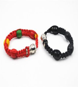 Bracelet de perle métallique portable Pipe de tabagisme Jamaïque Rasta Pipes de bracelet 3 couleurs Retail Menwomen Cadeaux Cool Corde nouée Fumer ACC1677071