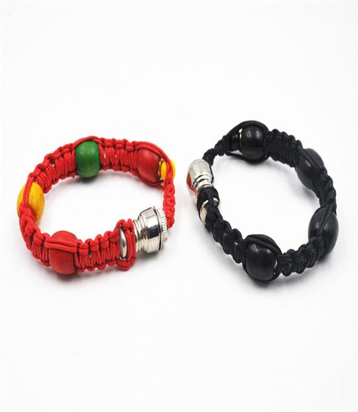 Bracelet de perle métallique portable Pipe de tabagisme Jamaïque Rasta Pipes de bracelet 3 couleurs Retail Menwomen Cadeaux Cool Corde nouée Fumer ACC1789513