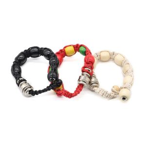 Pulsera de metal portátil Humo Pipa para fumar almacenamiento click n vape Hierba de tabaco de metal incógnito Pipas de cigarrillos de mano Madera Jamaica Rasta 1 LL