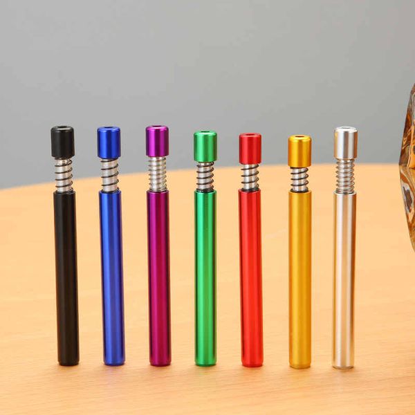 Portable Métal One Hitter Printemps Chauves-Souris Fumer Pipes Filtres Coloré En Alliage D'aluminium Herbe Sèche Tabac Accessoires De Fumer Dugout Snuff Snorter Porte-Cigarette