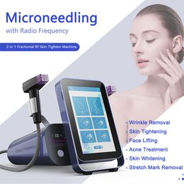 Portable Miconeedling RF Fractional Microoneeedle Machine de rides Traitement Acné Traitement rétractable Pores Face Lift Skin Retournation Beauty Euipment