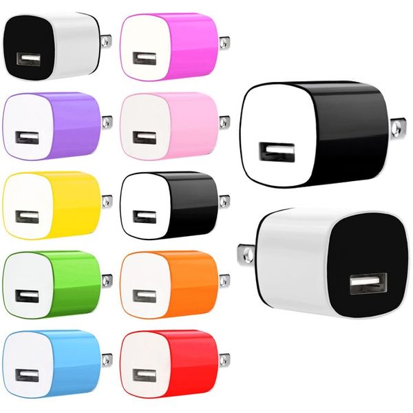 Portátil Mini 5V 1A EE. UU. Cargador de pared de viaje Adaptador de corriente Enchufes para Iphone 5 6 7 8 Plus X 11 12 Samsung Huawei Teléfono Android gps pc