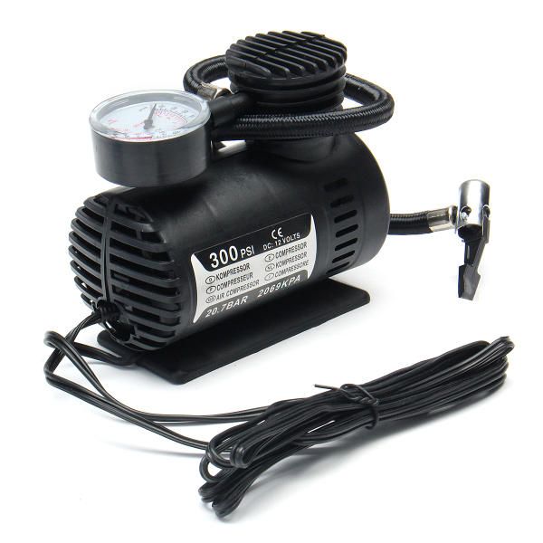 Mini compresor de aire portátil para vehículo, bomba eléctrica para inflar neumáticos, 12V, 300 PSI