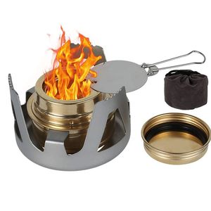 Portable Mini Alcohol Stove Burner Outdoor Ultralight Brass Camping Cooking Stoves Backpacking Tourist Burner