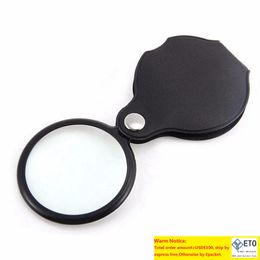 Portable Mini Noir 50mm 10x HandHold Lecture Loupe Loupe Lentille En Verre Pliable Bijoux Boucle Bijoux Loupes DLH292