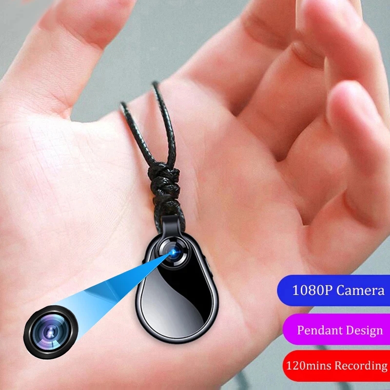 Portable Mini Camera 1080P HD Secret Wearable Micro Cam Espia Video Voice Recorder Sport Clip Necklace Small Body Wide Angle Cam