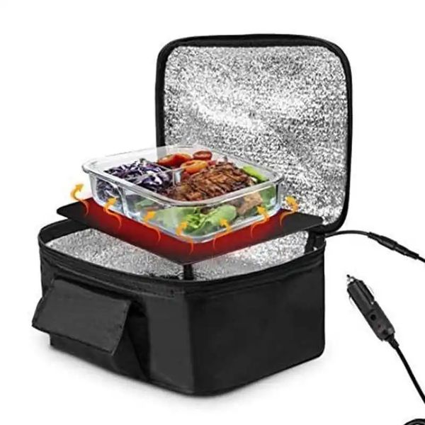 Portable Mini voiture micro-ondes 12 V four électrique chauffage rapide boîte de pique-nique voyage Camping nourriture cuisson électrique boîte à déjeuner chauffée 240103
