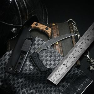 Draagbare Mini Claw Mes D2 Blade Vicissitudes van Stone Was Aviation Aluminium Handvat met Scabbard Outdoor EDC Tool Camping Adventure Survival Messen