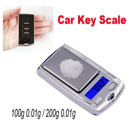 Draagbare Mini Digitale Pocket Weegschalen Autosleutel 200G 100G 0.01G Voor Goud Sterling Sieraden Gram Balance Gewicht elektronische Precisie Weegschalen