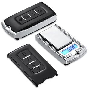 Mini báscula de bolsillo digital portátil de alta precisión 200 g / 100 g 0,01 g Báscula electrónica con forma de llave de coche para joyería de oro de ley Balanza de peso de alimentos de cocina