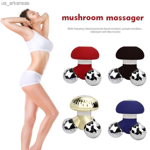 Mini masajeador vibratorio portátil con mango eléctrico, forma de hongo, batería USB, masaje de cuerpo completo, cuello, cintura, espalda, hombro L230523