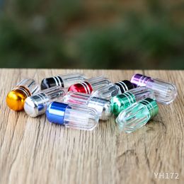 Mini capsules de gélatine vides portables avec bouchons métalliques, boîte en plastique, étui de bouteille en acrylique, étui à pilules, Dabber Wax, récipient de tabac, boîte à médicaments, bocaux