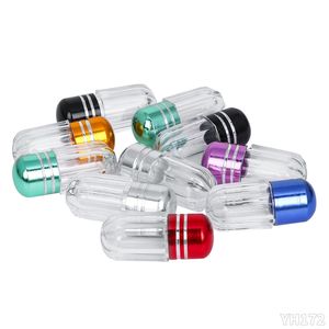 Mini capsules de gélatine vides portables avec bouchons métalliques, boîte en plastique, porte-bouteille en acrylique, étui à pilules, cire de tabac, boîte à médicaments