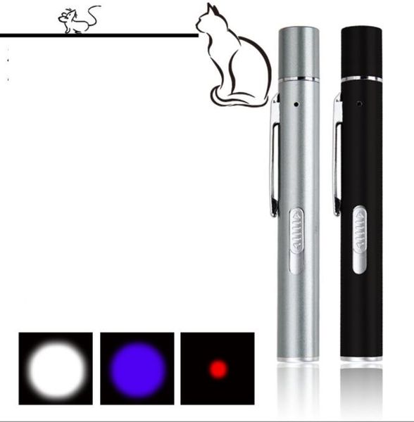 Mini linternas portátiles 3 en 1 puntero láser Led UV Blacklight linterna interactiva mascota gato entrenamiento juguetes para Detector de manchas