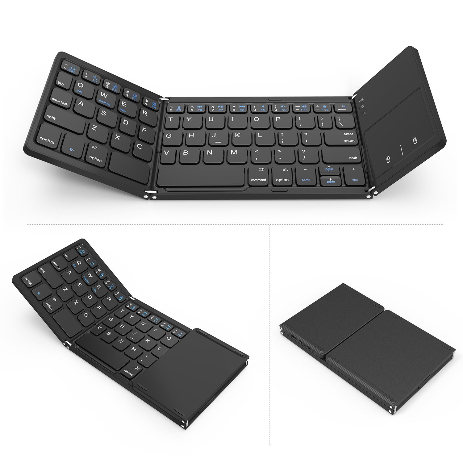 Mini claviers pliables portables clavier sans fil Bluetooth avec souris à pavé tactile pour Windows, Android, ios, tablette ipad, téléphone