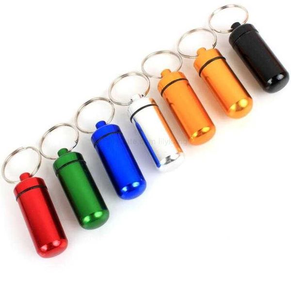 Portable mini porte-clés porte-clés bouteille en métal extérieur étanche outil de support de cas d'urgence scellé en alliage d'aluminium bin bouteille vente chaude
