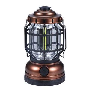 Draagbare mini-lantaarn led outdoor camping vissen Wandelen BBQ-lamp vintage dimmende lantaarns USB Oplaadbatterij krachtige COB Handlamp brandt