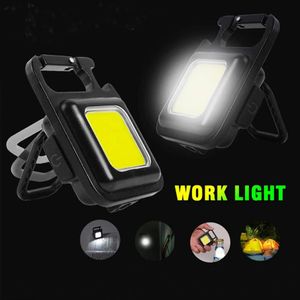 Portable Mini lampe de poche LED lampe de travail lampe de poche porte-clés poche extérieure USB lampe Cob Camping lanterne