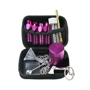 Portable Mini Metal Pipes herbe Snuff Bottle Smoking Set Tabac multicolore Smoke Pipes tuyau en aluminium fumer ensemble boîte de rangement outil dabber