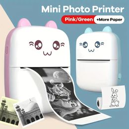 Draagbare mini-fotoprinter: thermische labelprinter met opladen via USB, BT Wireless, Android/iOS-compatibel en 1 rol thermisch papier inbegrepen!