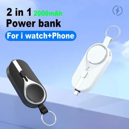 Draagbare Mini Power Bank voor Apple Watch Ultra Draadloze Oplader Sleutelhanger Mobiele Telefoon Externe Batterij voor iphone 15 14 pro max Samsung mobiele telefoons Extra Batterij