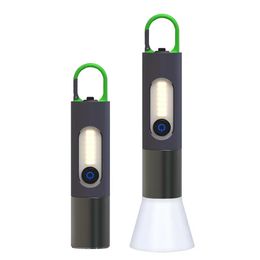 Portable Mini lampe de poche forte lumière USB porte-clés rechargeable lumière de travail Camping en plein air lampe de poche LED lampe torche étanche