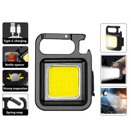 Mini lampe de travail portable LED lampes de camping lampe de poche éblouissement COB porte-clés lumière USB charge lampes d'urgence forte magnétique