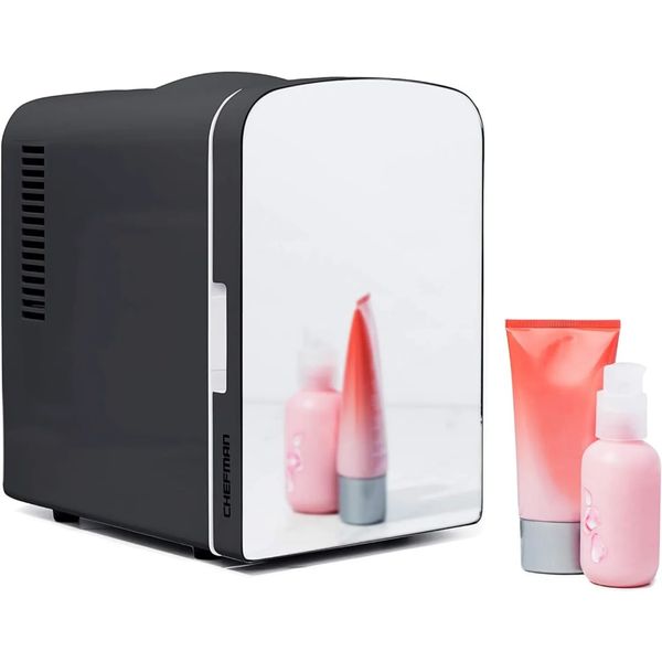 Refrigerador personal con espejo portátil 4L Mini refrigerador Cuidado de la piel Almacenamiento de maquillaje Sueros de belleza Máscaras faciales Calor fresco 240125