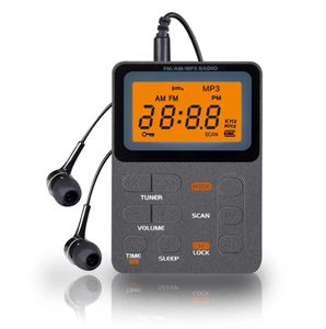 Draagbare mp3 speel radio mini digitale tuning pocket walkman fm am radio met stero oortelefoon led disaply muziekspeler