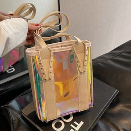 Sac fourre-tout portable portable sac transparent Sac de sortie 2024 Nouveau sac d'épaule croisé élégant sac en jell-o