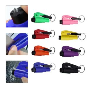 Draagbare multicolor auto veiligheid hamer veer type ontsnapping raambreker punch riem snijder sleutelhanger auto -accessoires 0408