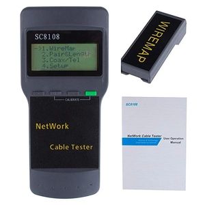 Portátil multifunción inalámbrico Sc8108 LCD Digital PC red de datos CAT5 RJ45 LAN teléfono medidor longitud Cable probador medidor