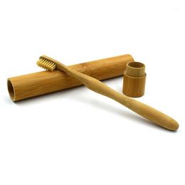 Tube de cas de boîte de brosse à dents en bambou naturel portatif pour les boîtes de rangement écologiques fabriquées à la main de voyage268P