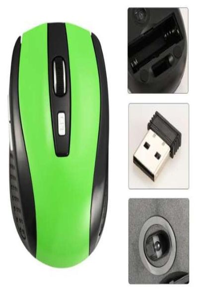 Ratón inalámbrico óptico portátil de 6 botones, 24G, 1200 DPI, para ordenador, PC, portátil, Gamer, Color negro, azul, verde, Bluetooth, 7087570