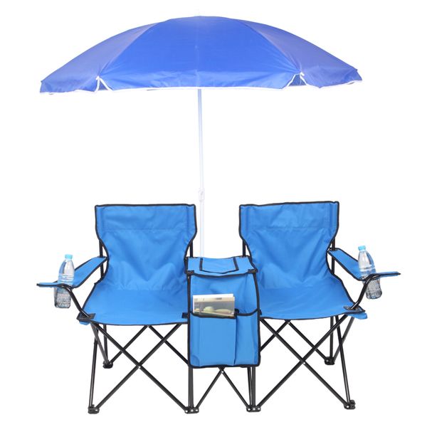Silla plegable de 2 asientos al aire libre portátil con azul de la soldadilla extraíble
