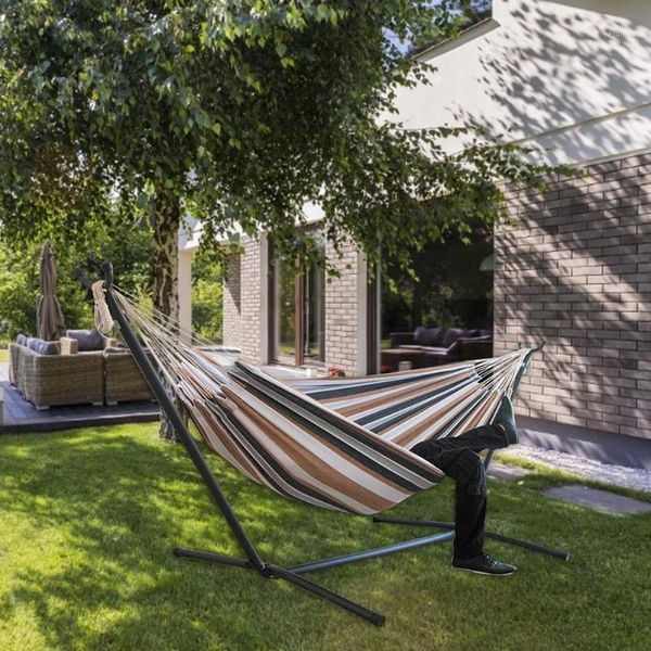 Hamaca portátil para acampar al aire libre, cama colgante de pie, columpio para dormir, muebles de jardín relajantes