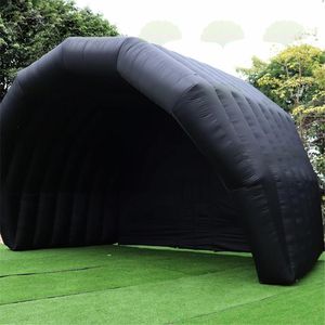 Tente de scène gonflable extérieure portable, cabine sur le toit noire, couverture de scène gonflable, abri de concert, chapiteau de dôme avec ventilateur, logo imprimé gratuit