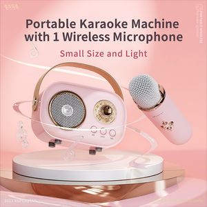 Haut-parleur Bluetooth karaoké extérieur Portable, avec Microphone sans fil, Mini caisson de basses HiFi, Support de carte TF, Machine à chansons KTV familiale
