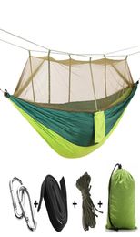 Portable Outdoor Mosquito Nets Hammock Lichtgewicht Parachute Nylon Camping Hammocks voor buitenwandeling Travel Backpacking6035110