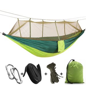 NETS MOSQUITO EXTÉRIEURS PORTABLE HAMMOCS HAMMOCS LETTRACTES PARACHUTES CAMPING NYLON HAMMOCS POUR LA RAGNIE DE SORTIE DE RAYANCE DE SOIR