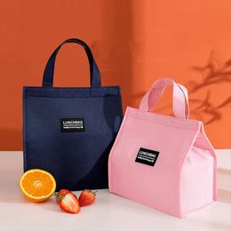 Portable Oxford Lunch Bags Fris Cooler zak voor kantoorstudenten Handige doos Tote Paren Blue Pink Food Container Bag 240422